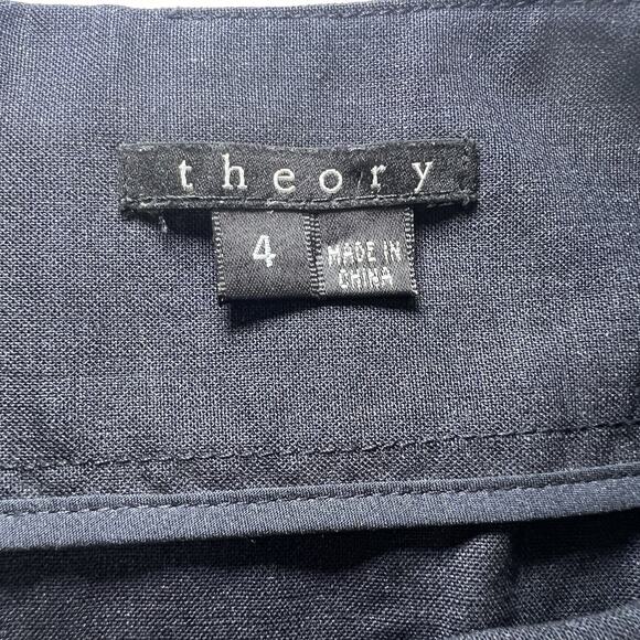 Theory Pencil Skirt Size 4 Navy Blue Knee Length Wool-Blend Career Business Work - Picture 9 of 13